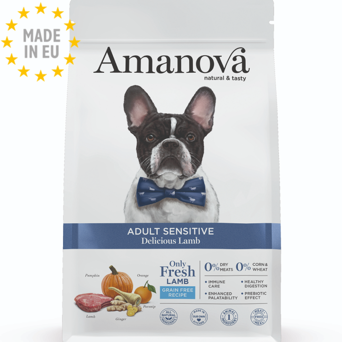 Amanova Velsmagende Lam Sensitive - Kornfrit voksen hundefoder, EU