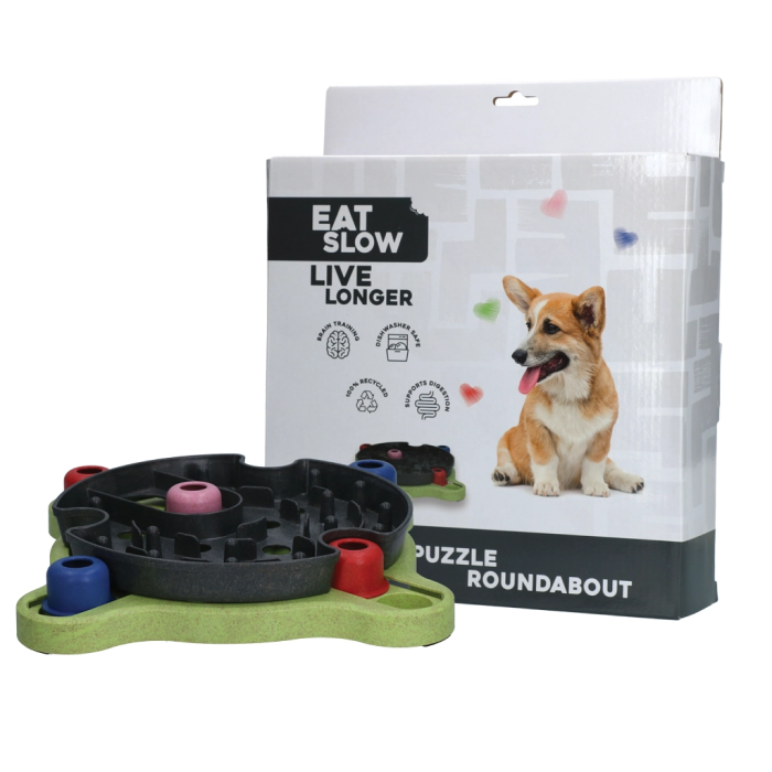 Eat Slow Puzzle Roundabout aktiveringslegetøj Til Hund
