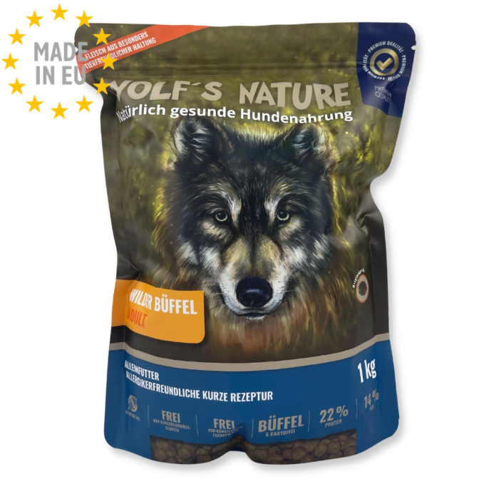Wolf's Nature Hundefoder Kornfri GF, Wild Buffalo 1kg /8kg/15 kg, EU