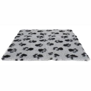 Nordic Paws Vet Bed Hundetæppe, 25MM, Grå m Poter, 150x100cm