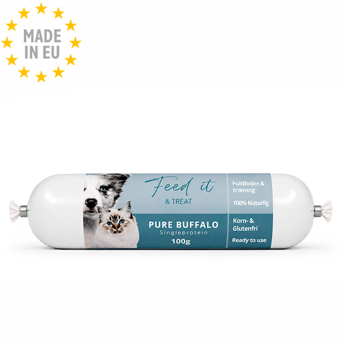 Feed'it & Treat Pure Mono Protein Skærefast Hund & Kat Buffalo 100g, EU