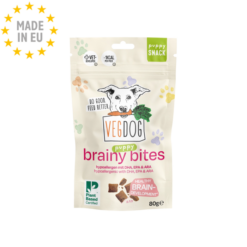 VegDog Brainy Bites Vegansk Allergivenlig Godbid Hvalp, 80g, EU